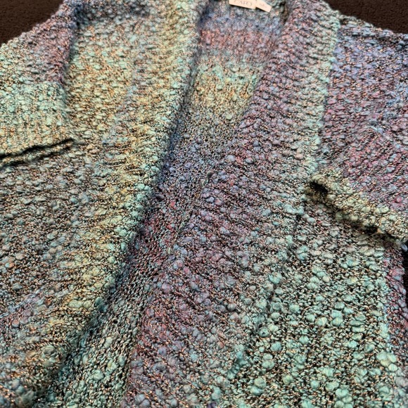 Womens Colorful Short Sleeve Bouclé Cardigan Sweater S Mermaid Festival Y2K - Picture 2 of 11